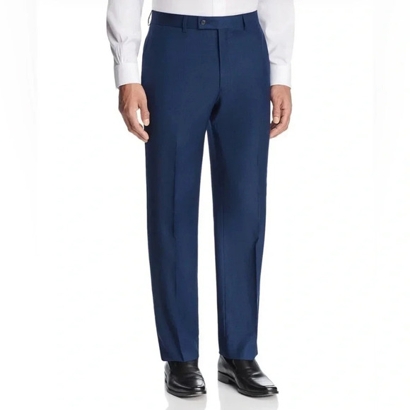 Michael Kors Classic Fit Flat Front Creased Stretch Pants Navy Men’s 34×30 EUC - Picture 2 of 9